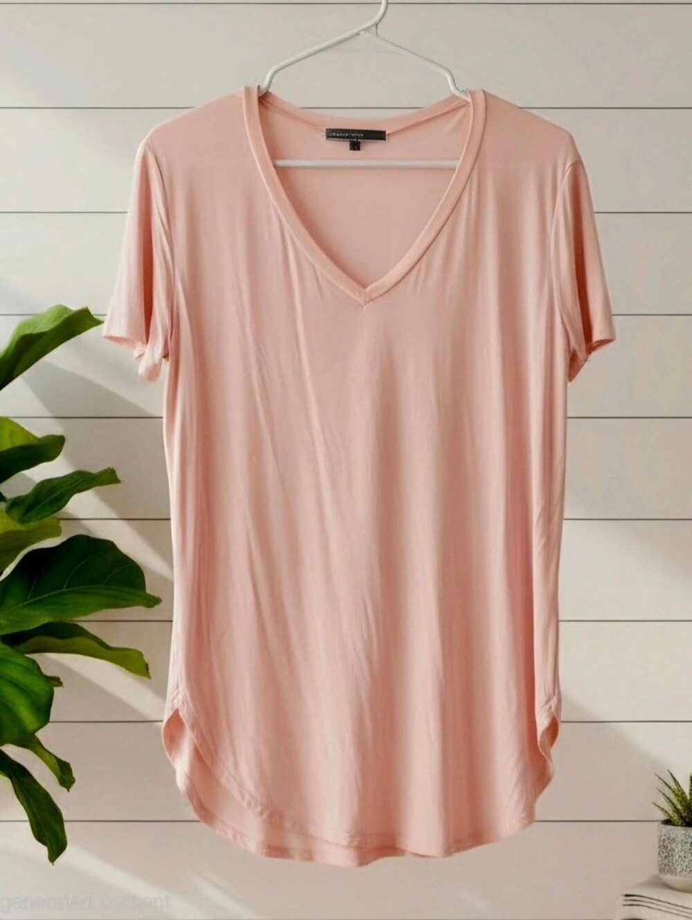 Classic V-Neck Short Sleeve Tee in Light Blush Pink